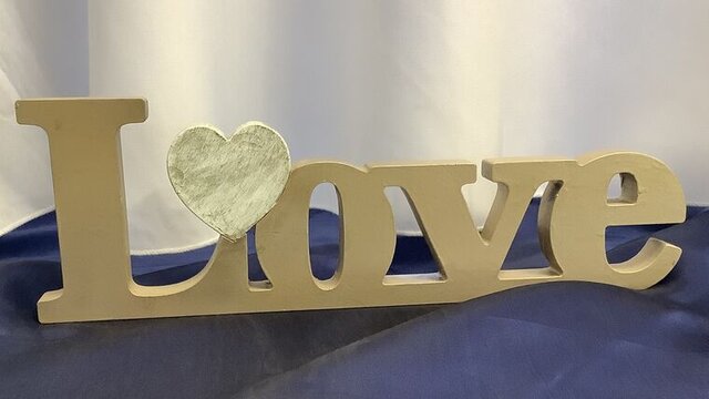 Love Champagne Wood 13 Inch with Heart